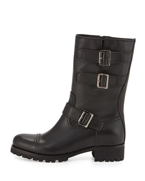 prada leather biker boots